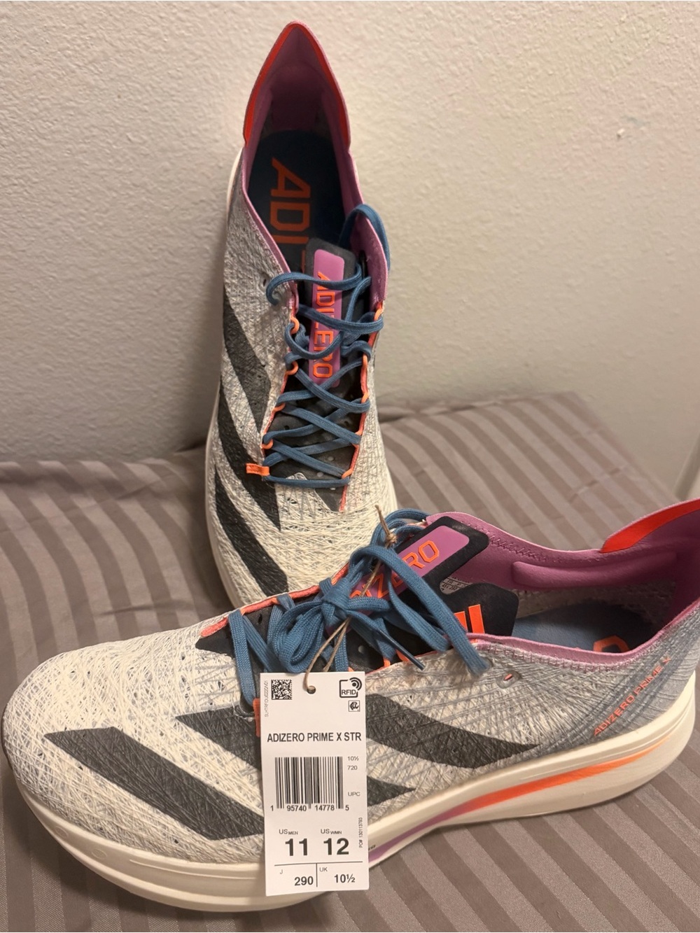 adidas Adizero Prime X STR Women's Running Shoes - White/Gray/Purple/Pink/Blue - Picture 3 of 3